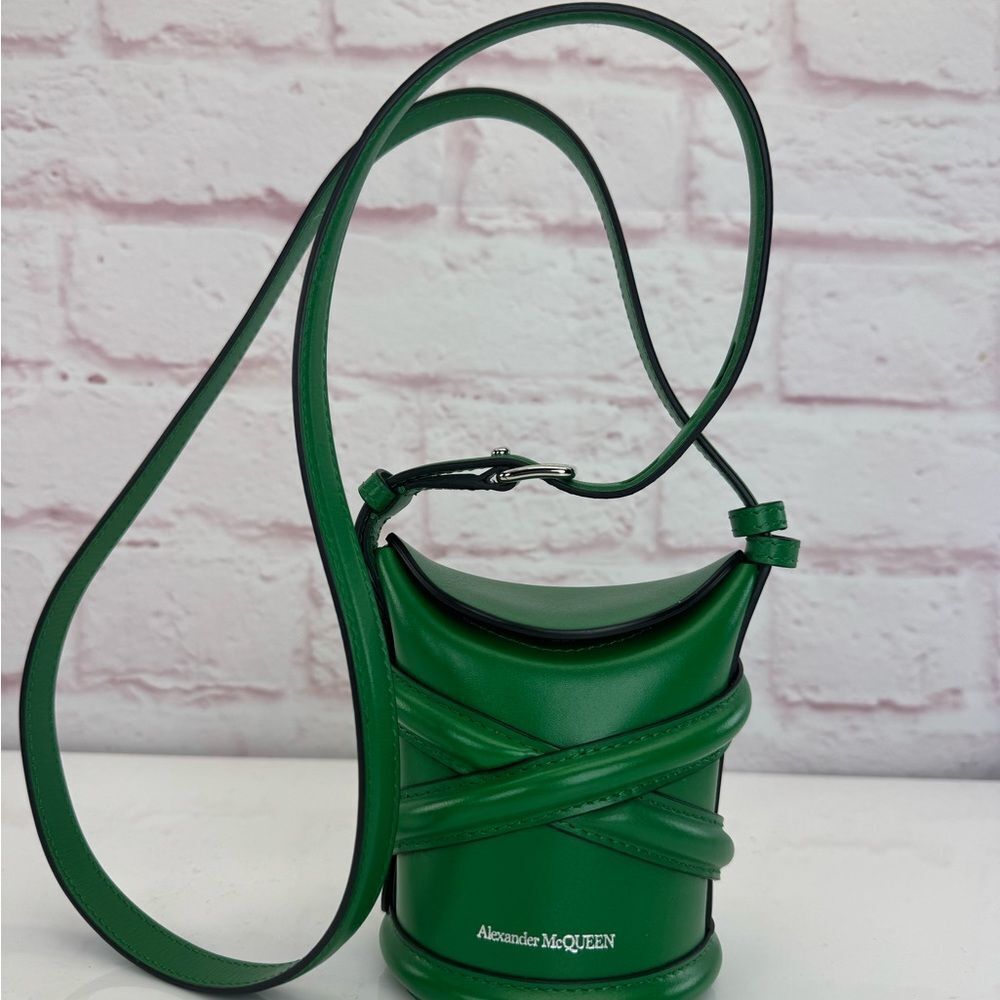 Alexander McQueen Bucket Mini Curve Green Bag - Picture 2 of 10